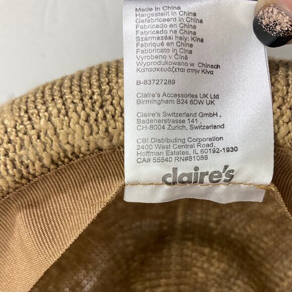 Tan woven jute fedora hat with camo hatband - Picture 8 of 12